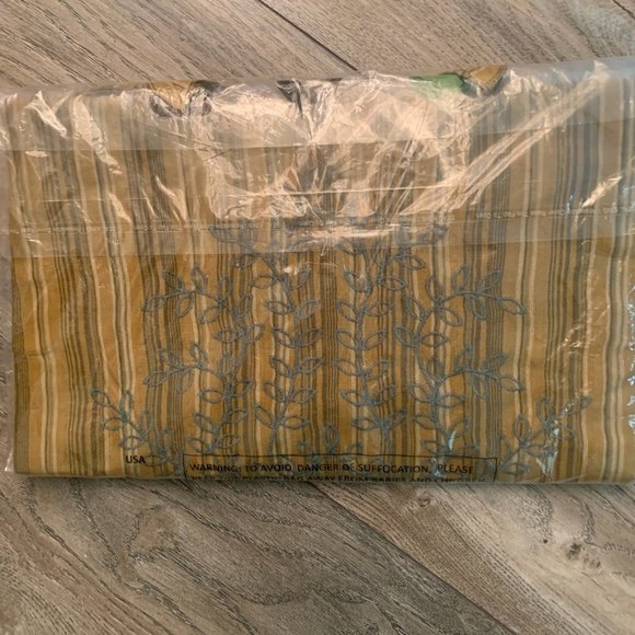 NWT LOGO BY LORI GOLDSTEIN STRIPED WOVEN EMBROIDERED BLOUSE VINTAGE GOLD MEDIUM - Picture 14 of 14